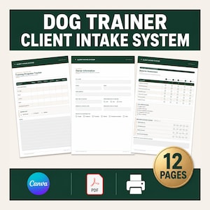 Dog Trainer Client Intake Form Template | Canva | Editable | Instant Download