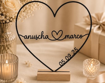 Personalisiertes Herz mit Namen & Datum | Geldgeschenk Hochzeit, Jahrestag, Verlobung, Valentinstag | Hochzeitsgeschenk Brautpaar
