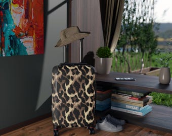 Leopard Print Suitcase | Animal Print Luggage Cover, Travel Accessory