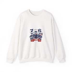 76 Meme Patriot-sweater met ronde hals | Spirit of '76 Revolutionaire Meme, 6-7-hands motion graphic