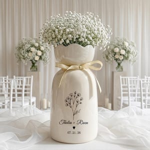 パーソナライズされたウェディングフラワーベース、カスタムカップルギフト、結婚記念日ギフト、新郎新婦への結婚祝い、新婚夫婦へのフラワーベースギフト