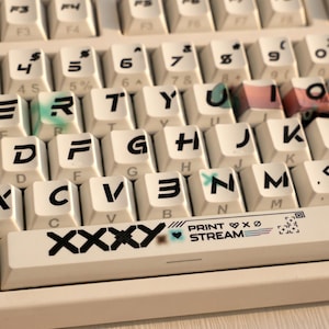 Minimalist Anime Keycap Set | Aesthetic Cute Anime Girl Custom Keycaps for Mechanical Keyboard | Cherry Profile PBT 136 Keys