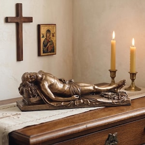 Bronze Jesus Sculpture, Jesus Christ Statue, Religious Decor, Altar Decor, Crucifix Style, Christian Home Decor, Catholic Gift