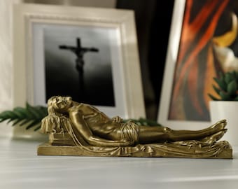 Brass Jesus Sculpture, Jesus Christ Statue, Religious Decor, Altar Decor, Crucifix Style, Christian Home Decor, Catholic Gift