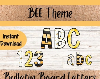 BEE Themed Bulletin Board Letters Printable| Back to School Classroom Decor| Digital Science Letters| A - Z| Letters & Numbers Set