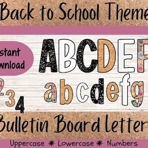 Bulletin Board Letters Printable| Back to School Classroom Decor| Digital School Supply Letters| A - Z| Letters & Numbers Set