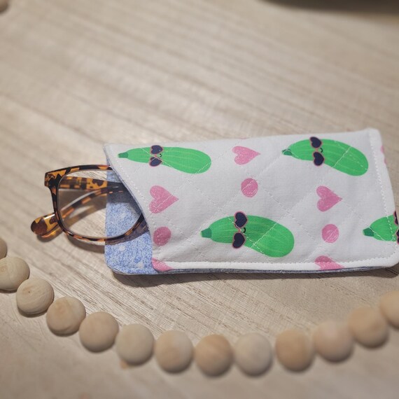 Quilted Sunglass Case Fabric Glasses Case Unique Gift Pickle