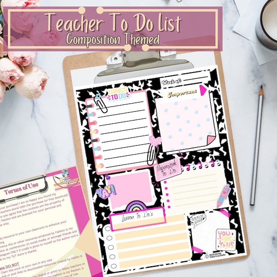Teacher To Do List| Digital Download| Teacher Organization| Teacher Resource| Composition Theme | Printable To Do List| Brain Dump