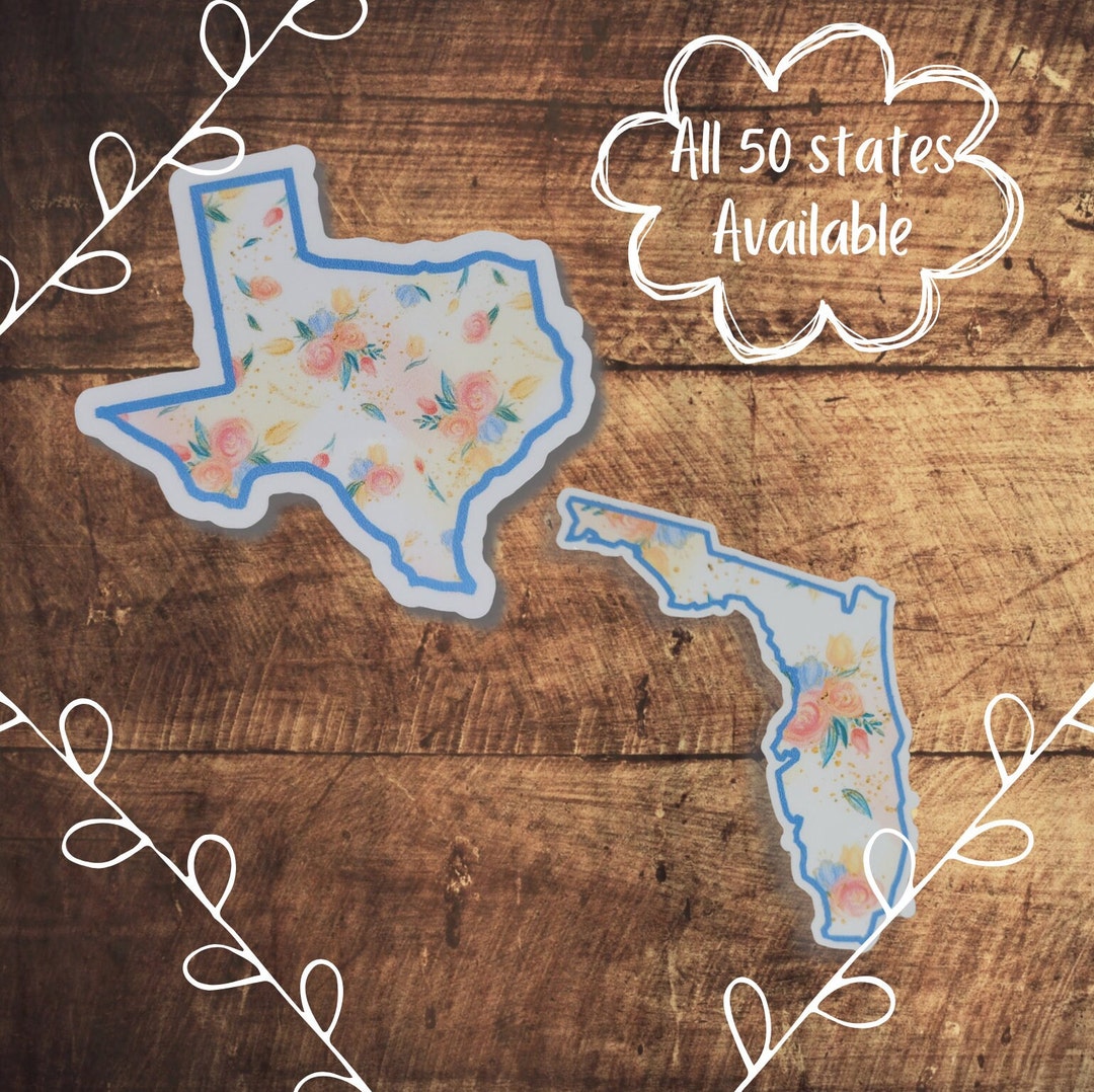 Hb State Sticker Floral State Sticker | Laptop Decal | Water Bottle Stickers | Hydro ...