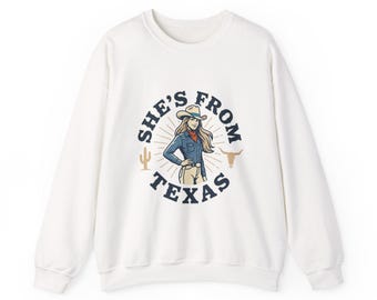 Moletom Cowgirl "Ela é do Texas" | Roupa com estampa country e gola redonda