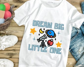 Dream Big Little One toddler tee | astronaut rocket stars graphic