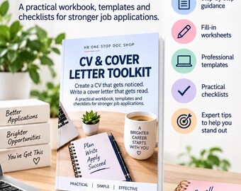 CV- och personligt brevmallpaket / CV-arbetsbok / Jobbansökningsverktyg / Karriärplanerare / Digital nedladdning