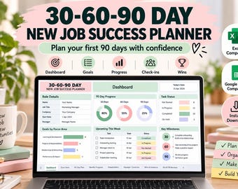 30-60-90日間の新規就職成功プランナー（ExcelおよびGoogleスプレッドシート対応）