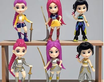 K-POP デーモンハンターズ デラックスフィギュアセット – PVC製漫画コレクタブル玩具 6体セット