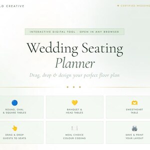 Interactive Wedding Seating Chart Planner-Drag and Drop Tables, Guests: Includes 6 Table Shapes-Digital Download