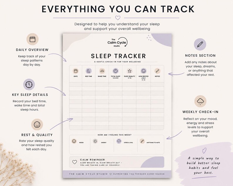 Sleep Guide.pdf Sleep Tracker, Daily Sleep Log and Sleep Quality Journal, A4 PDF - Etsy