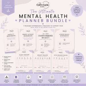 Ultimate Mental Health Planner Bundle | Anxiety Workbook | Panic Attack Workbook | Stress Relief Journal | Sleep Tracker PDF