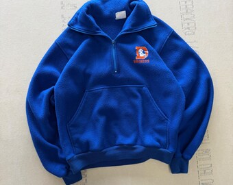 Vintage 90s Starter Denver Broncos Fleece Quarter Zip Pullover Sweater