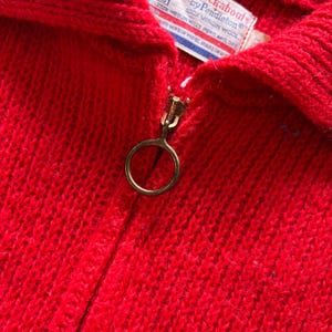 Vintage 60s Pendleton Knockabouts Red Wool Zip Sweater Sweater zdjęcie 6