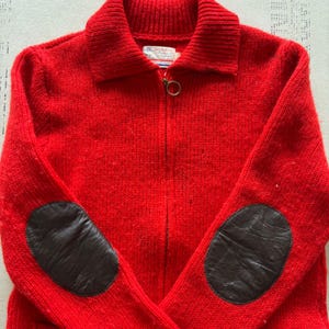 Vintage 60s Pendleton Knockabouts Red Wool Zip Sweater Sweater zdjęcie 1