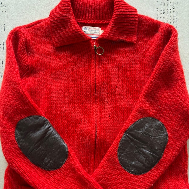 Vintage 60s Pendleton Knockabouts Red Wool Zip Sweater Sweater zdjęcie 1