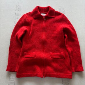 Vintage 60s Pendleton Knockabouts Red Wool Zip Sweater Sweater zdjęcie 2
