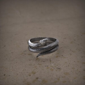 Python ring, Sterling silver Snake ring, Gift For Him, Unique punk gothic goth biker mens, Animal ring, Oxidized jewelry, Gift for her image 6
