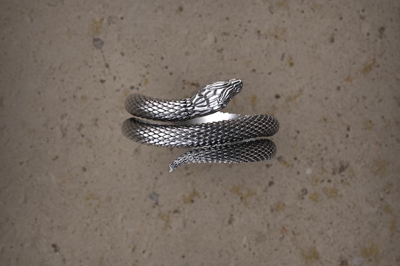 Python ring, Sterling silver Snake ring, Gift For Him, Unique punk gothic goth biker mens, Animal ring, Oxidized jewelry, Gift for her image 1