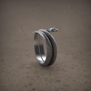 Python ring, Sterling silver Snake ring, Gift For Him, Unique punk gothic goth biker mens, Animal ring, Oxidized jewelry, Gift for her image 5