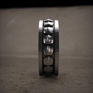 Unique Geometric Faceted Cut Mens Wedding Band White Gold Plain Gold Band Modern Geometric Mens Ring Simple Minimalist Wedding Band For Men image 1