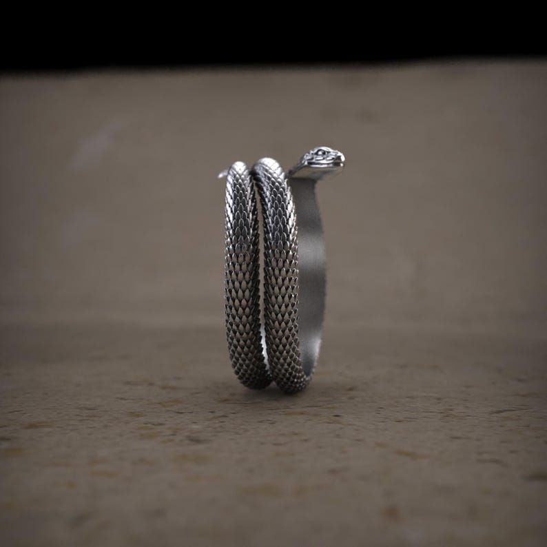 Python ring, Sterling silver Snake ring, Gift For Him, Unique punk gothic goth biker mens, Animal ring, Oxidized jewelry, Gift for her image 4