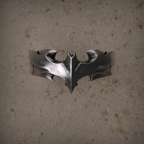 925 Sterling Silver Bat Inspired Ring, Gothic Men’s Jewelry, Dark Knight Style Statement Ring, Unique Silver Biker Ring