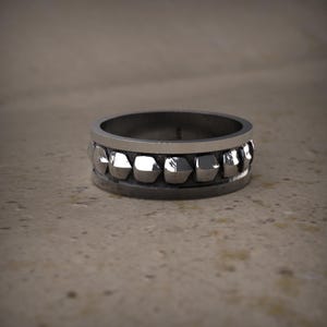 Unique Geometric Faceted Cut Mens Wedding Band White Gold Plain Gold Band Modern Geometric Mens Ring Simple Minimalist Wedding Band For Men image 7