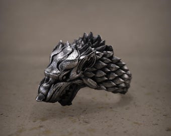 Wolf Head Ring, 925 Sterling Silver Animal Totem Ring, Handmade Wolf Jewelry,Norse Viking Wolf Ring, Gothic Mens Statement Ring,Gift For Him