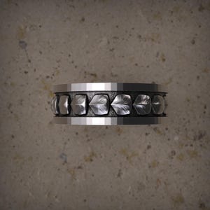 Unique Geometric Faceted Cut Mens Wedding Band White Gold Plain Gold Band Modern Geometric Mens Ring Simple Minimalist Wedding Band For Men image 4