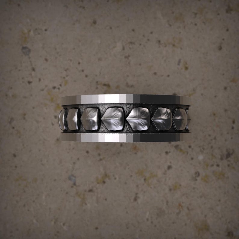 Unique Geometric Faceted Cut Mens Wedding Band White Gold Plain Gold Band Modern Geometric Mens Ring Simple Minimalist Wedding Band For Men image 4