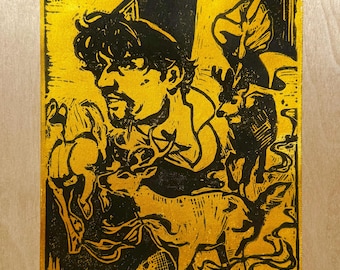 witch hat atelier olruggio linocut print