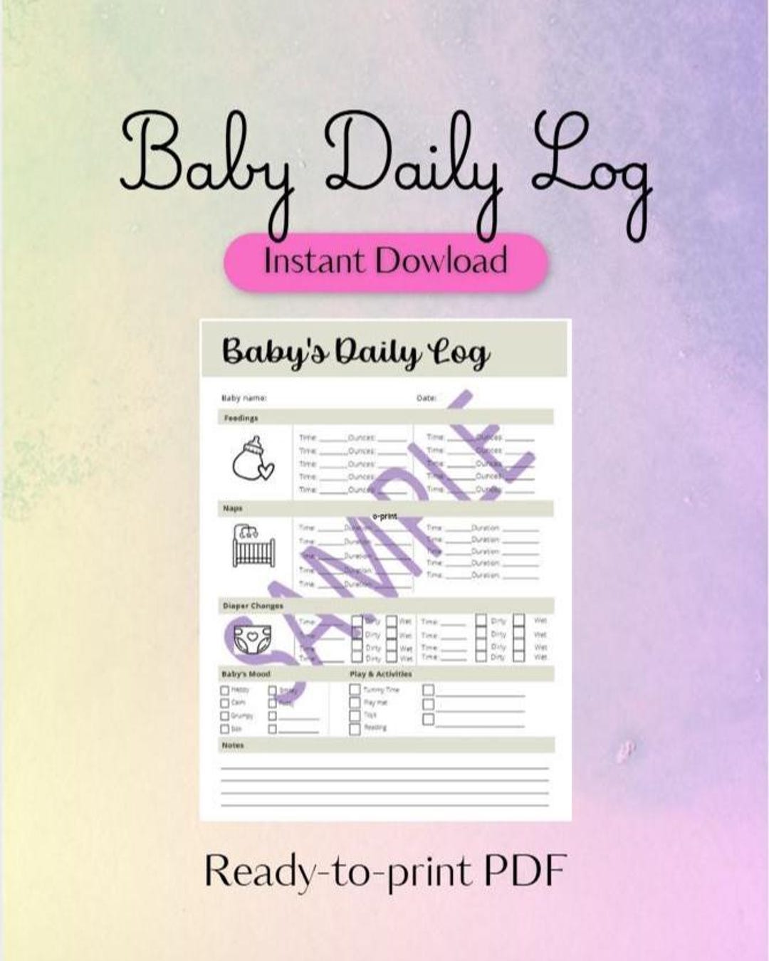 Daily Baby Log (printable) - Etsy