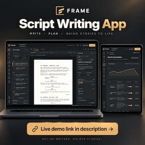 Script Writing App HTML Template, Screenplay Writer Software, Story Planner & Film Script Organizer, Digital Download for Writers