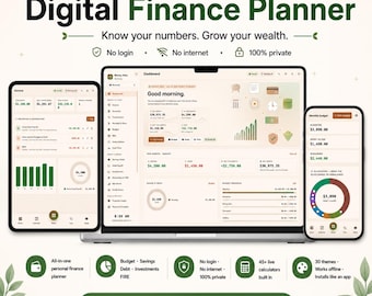 Digital Finance Planner HTML, Budget Tracker Spreadsheet Alternative, Expense & Savings Planner, Offline Personal Finance Dashboard