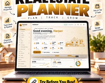 Real Estate Agent Planner , Realtor CRM, Property Management Tracker, Commission Calculator, Digital Real Estate Business Organizer