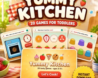 Interactive Toddler Cooking Game HTML | 20 Digital Preschool Activities | Browser Kitchen Game No App | Educational Instant Download