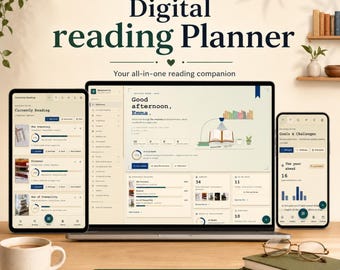 Digital Reading Planner Goodnotes, Aesthetic Reading Journal & Book Tracker, iPad BookTok Reading Log, Digital Bookshelf TBR Tracker