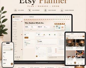 Etsy Shop Planner Notion Alternative, Etsy Seller Business Dashboard, Inventory Order Finance Tracker, Digital Product Manager
