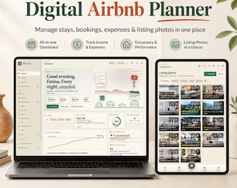 Digital Airbnb Host Planner HTML Rental Property Management Dashboard Expense Booking Income Tracker Vacation Rental Organizer Template
