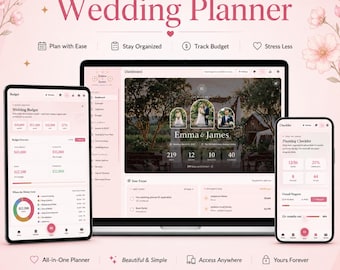 Interactive Wedding Planner Dashboard, HTML Budget Tracker (Digital Download)