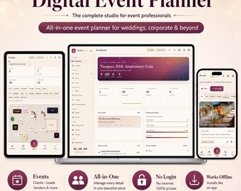 Digital Event Planner Template, Wedding Planner Dashboard, Event Management Toolkit, Client Vendor Budget Tracker