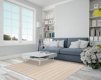 Tappeto a righe neutre per soggiorno, tappeto minimalista beige in stile boho/farmhouse per ufficio, tappeto rettangolare con motivo discreto per camera da letto.