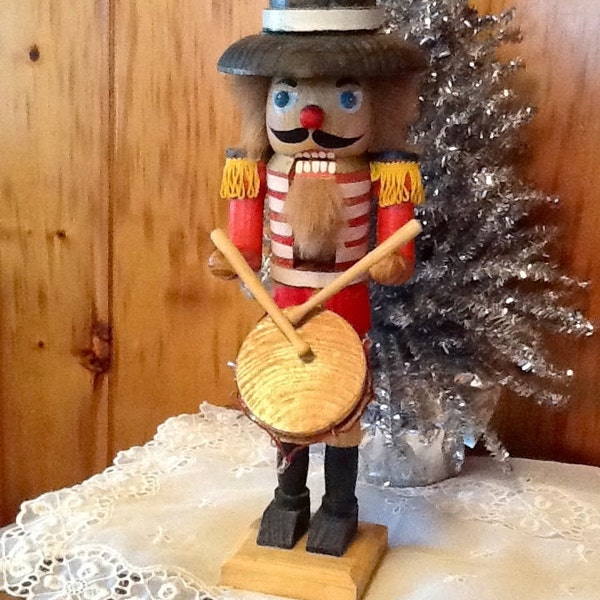 Christmas Decoration Antique Germany Wooden Nutcracker The Drummer