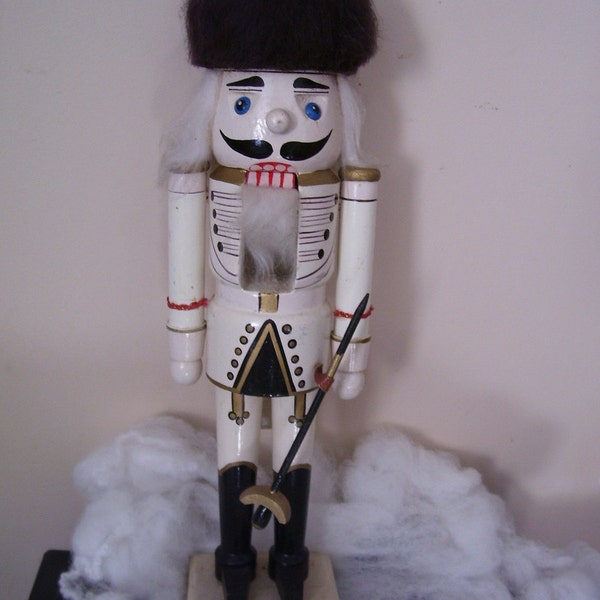 Sale Large Antique German White Wooden Nutcracker Soldier w/Sword